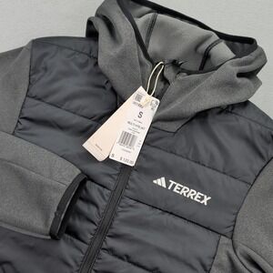 Adidas Terrex Multi Hybrid Jacket Mens Small Black Hooded Full Zip Fleece Hiking